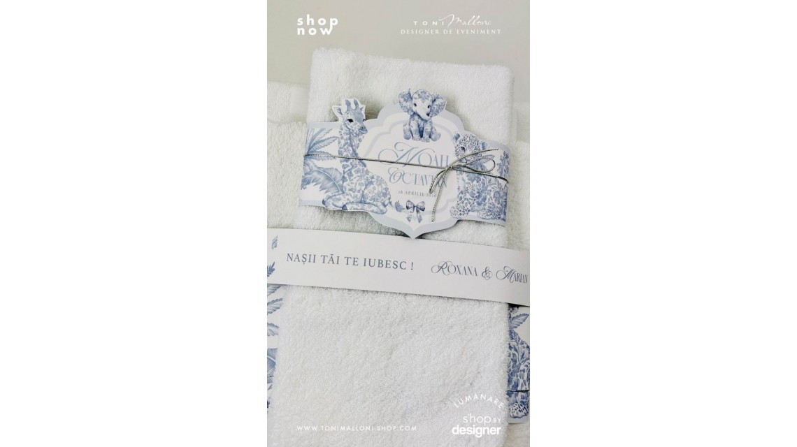 Trusou botez Safari Bleu personalizat băiat – tematică jungle elegantă 11